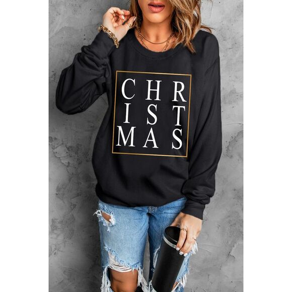 Azura Exchange  Glitter Print Crew Neck Sweatshirt - Picture 6 of 8